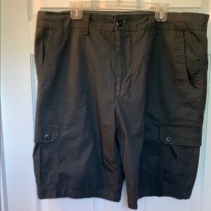 OP Men's Black/Charcoal Cargo Shorts with Belt Loops and Inner Drawstring. 42W